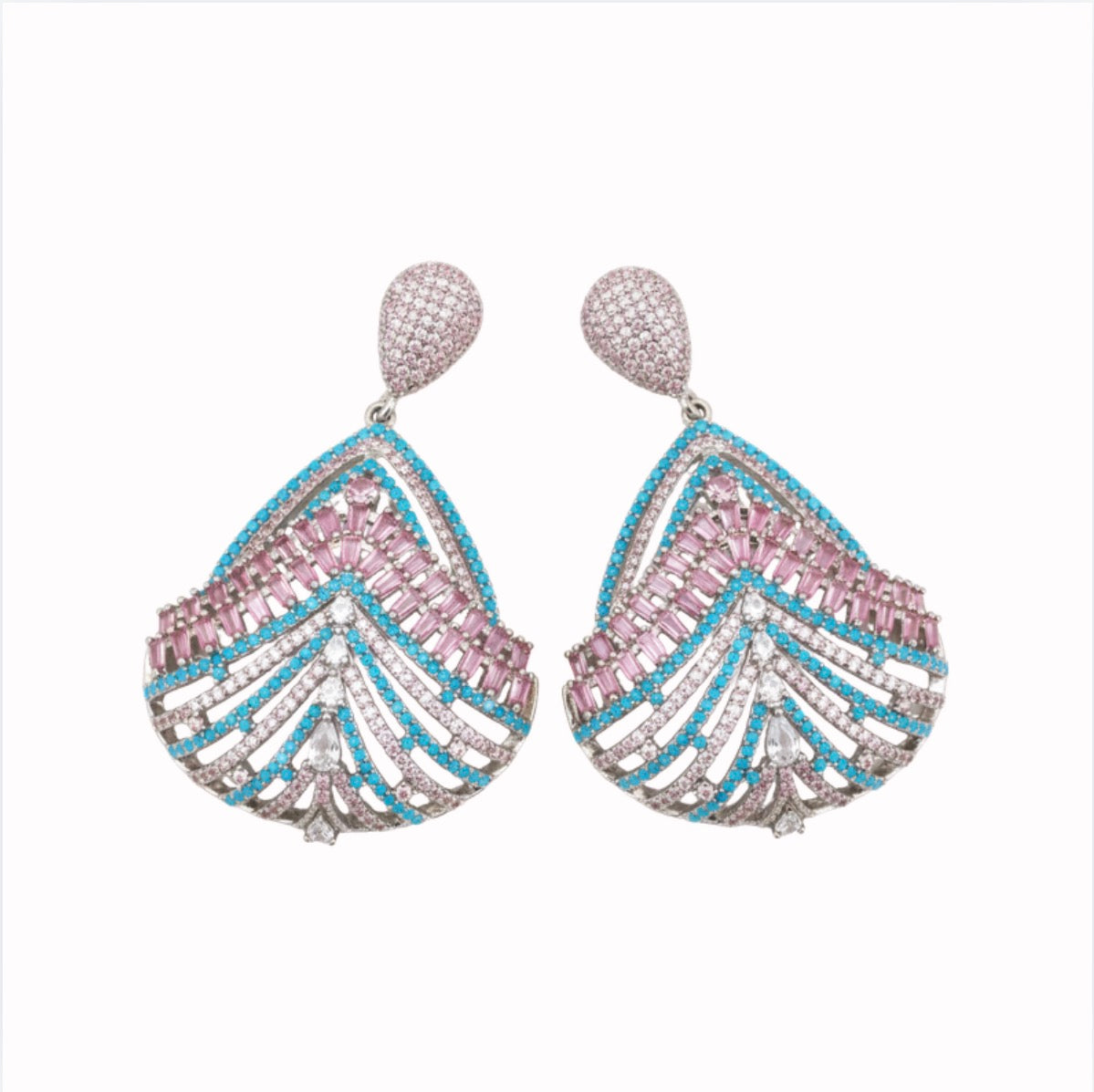 Pink Blue Drop Earrings