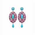 Pink Blue Statement Earrings