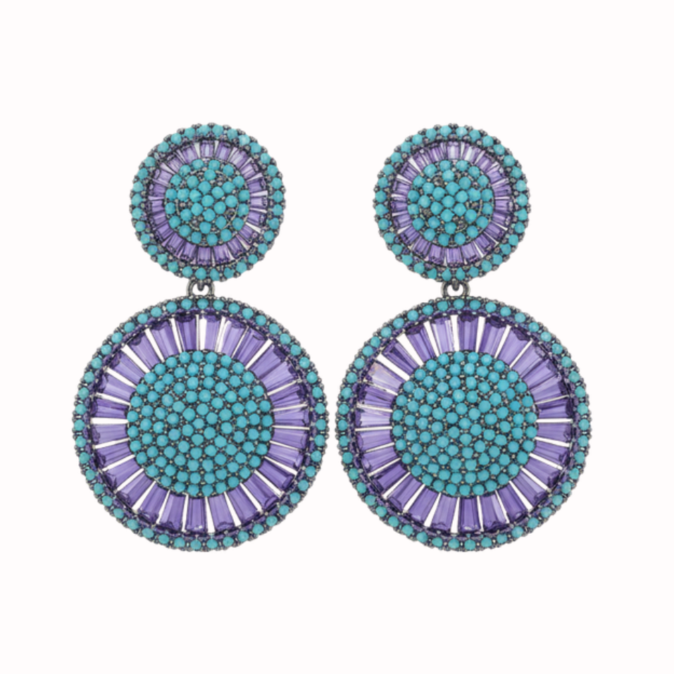 Blue Purple Statement Earrings