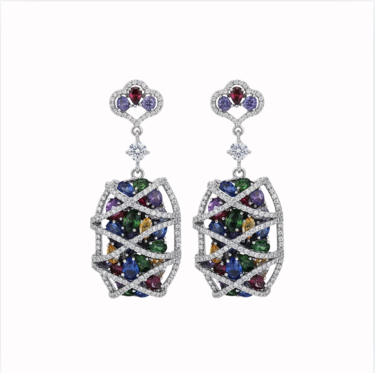 Silver Multicolor Earrings