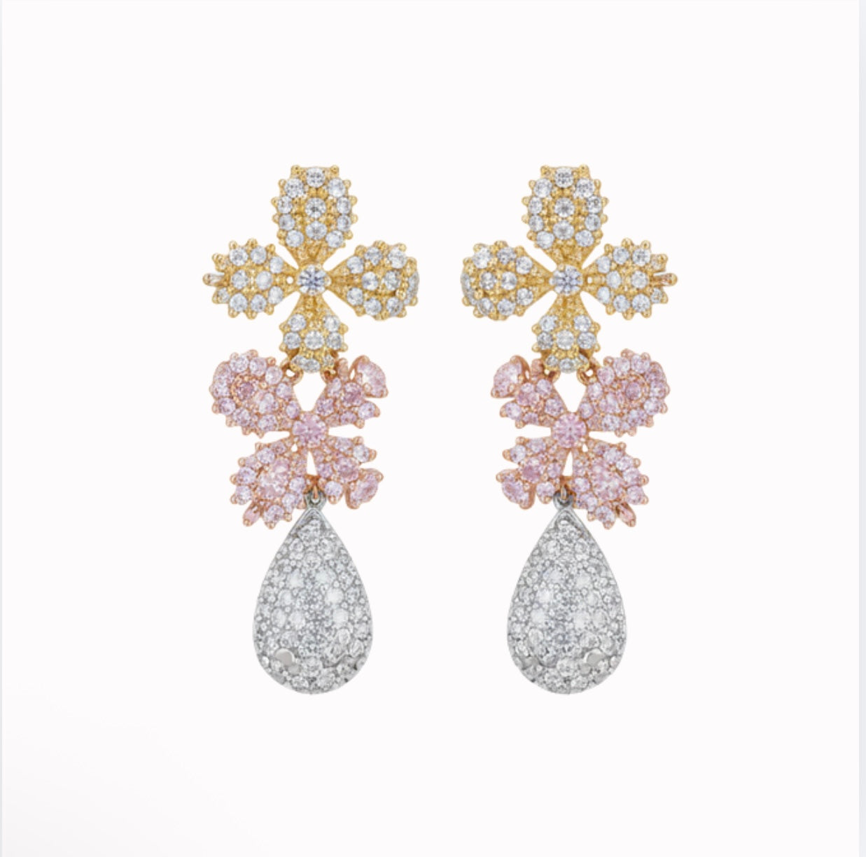 Three Tone Gold Earrings