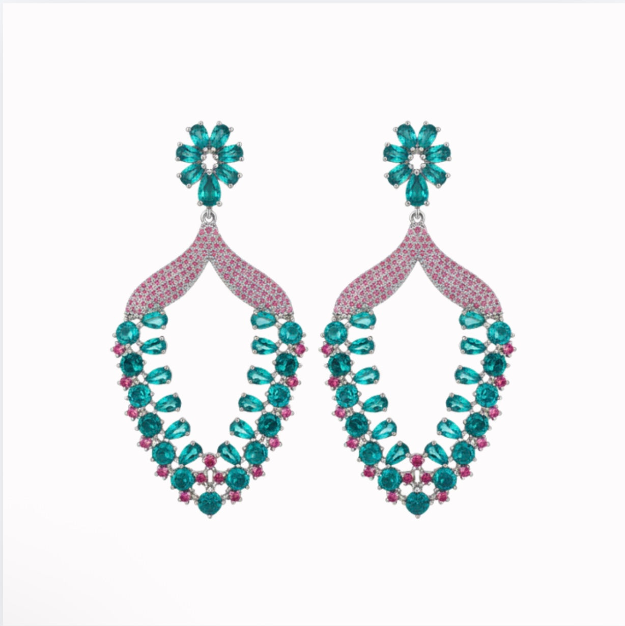 Green Pink Earrings