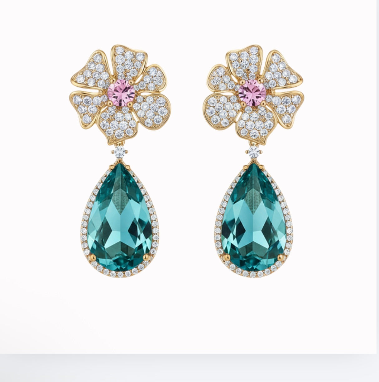 Gold Green Earrings