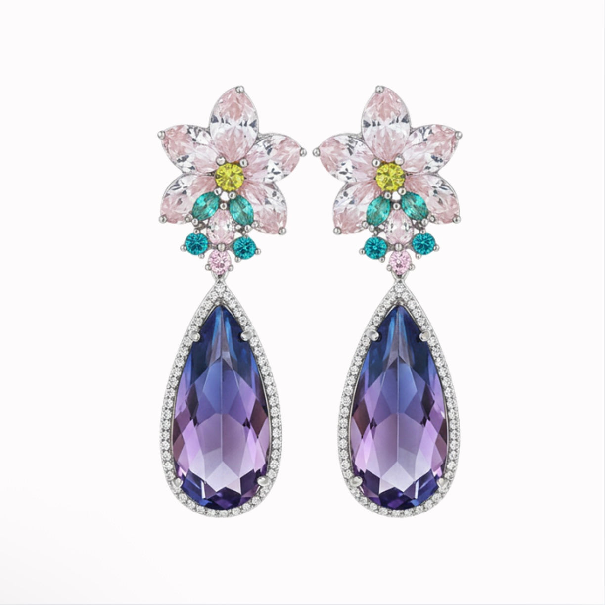 Pink Purple Drop Earrings