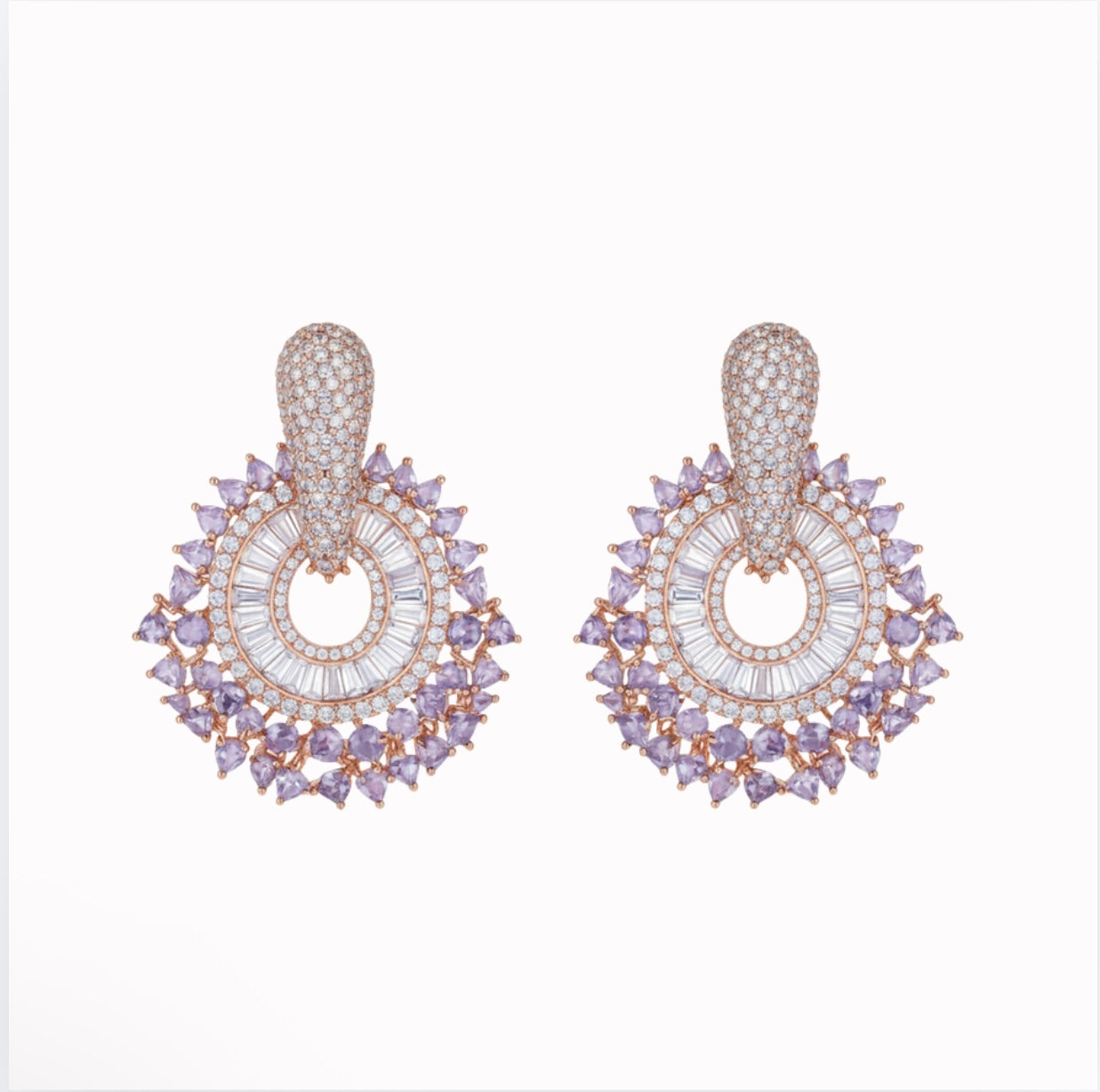 Pink Purple Statement Earrings
