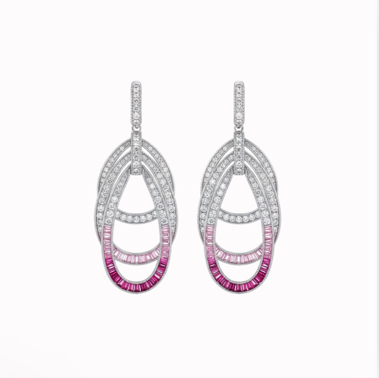 Silver Pink Earrings