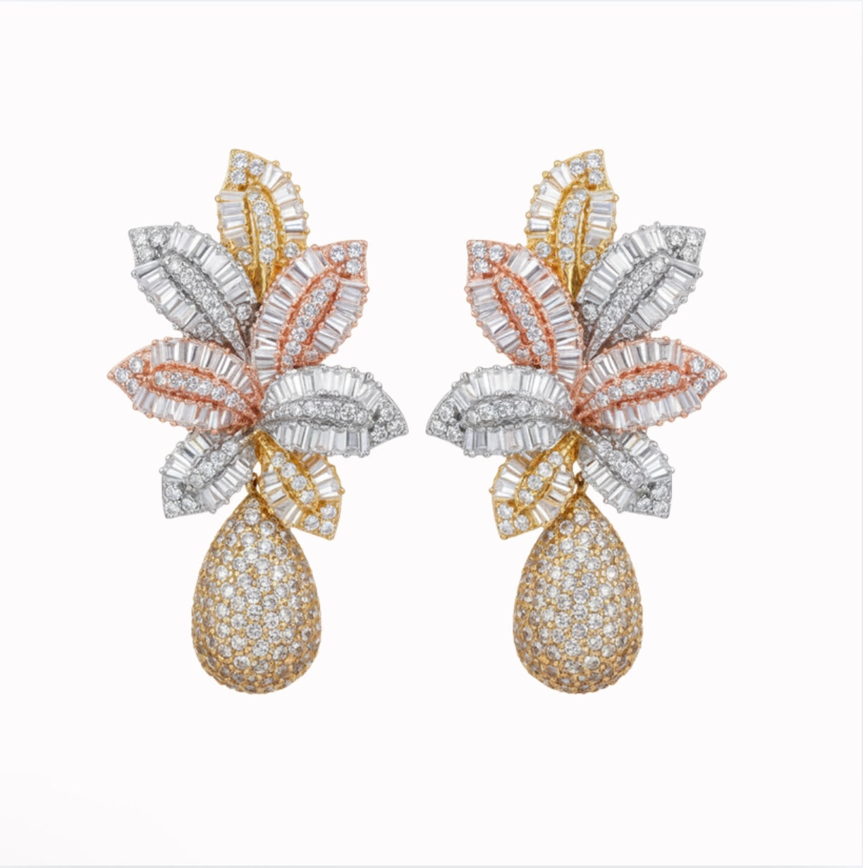 Three Tone Gold Earrings