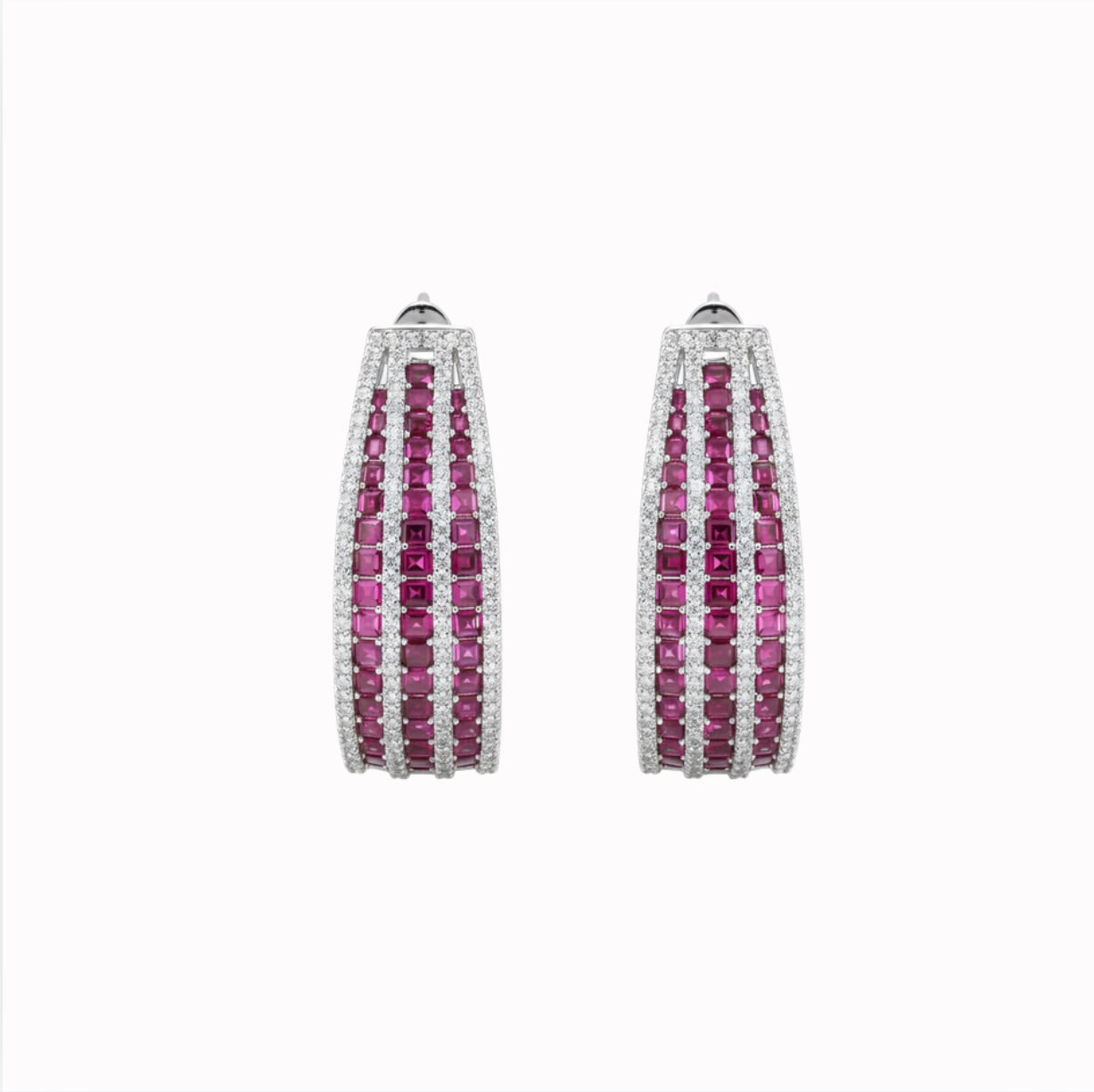 Silver Pink Earrings