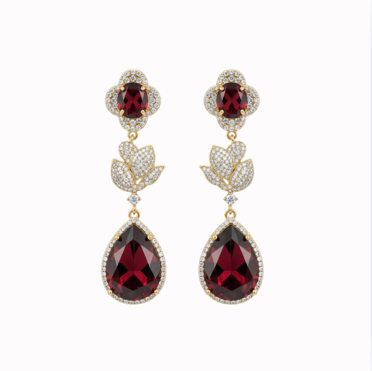 Gold Red Earrings