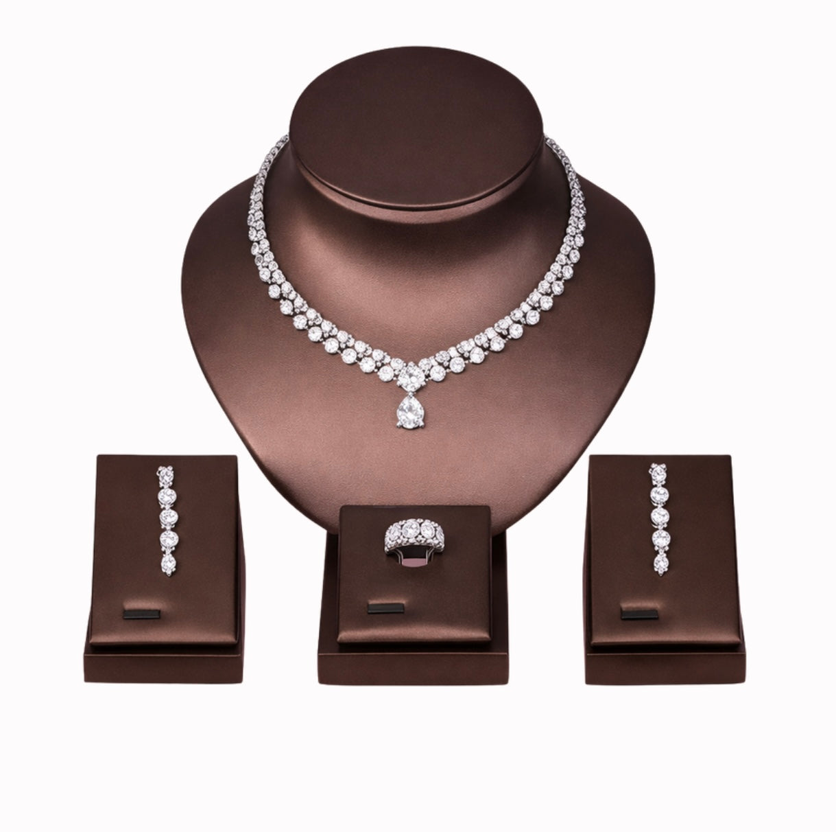 Silver Teardrop Earrings Set