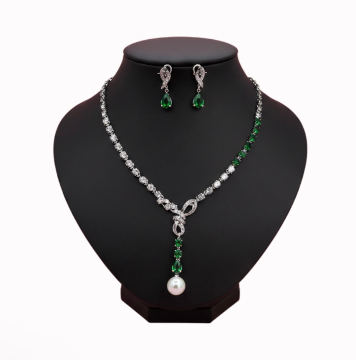 Forest Green Drop Earrings Set